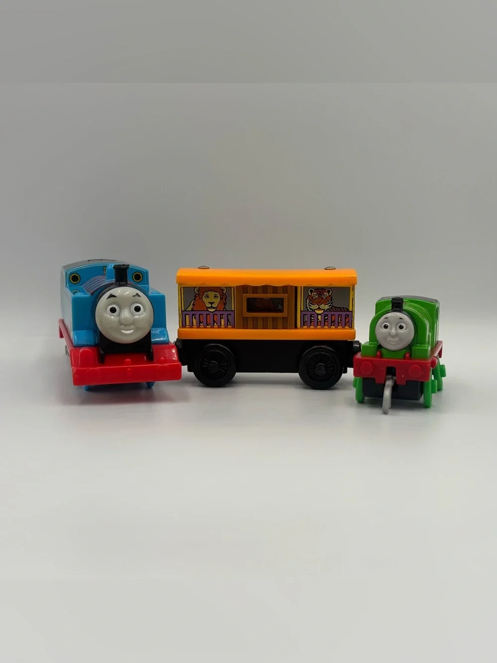 RARE Thomas the Engine & Friends Motorized Thomas Zoo Car & Percy Train Toy Lot